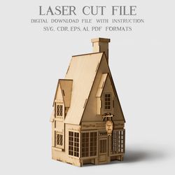 Zonko shop laser cut file, Harry Potter gifts, DIY house, Vector download file 3mm