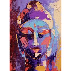 Buddha Painting Meditation Original Art Indian Artwork Yoga Wall Art  Small Oil Art 8 by 6 inch ARTbyAnnaSt