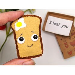 I loaf you, Toast with egg, pocket hug in a box,  cute gift for girlfriend, matchbox long distance friendship gift