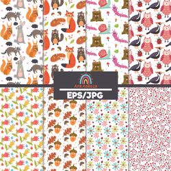 Cute Woodland Animal Forest Pattern