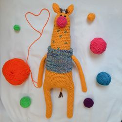 Funny giraffe, knitted giraffe, stuffed animals, gift, a toy for a child, interior toy, handmade toy, Birthday gift, toy