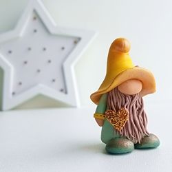 gnome planter/christmas gnome for pot/fantasy cute decor/polymer clay gnome/miniature fairy garden gnome/handmade gnome