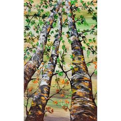 birch trees oil painting aspens original art forest landscape wall art trees artwork