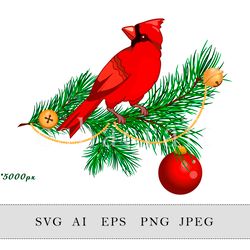Christmas composition with red cardinal