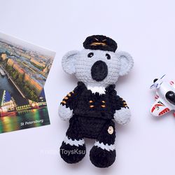 pilot gift ideas, MADE TO ORDER pilot retirement gift for him, koala plush, aircraft commander gift ideas, pilot toy