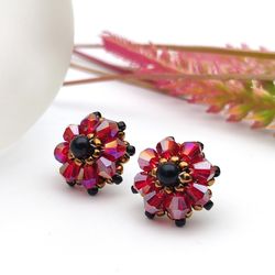 Small seed bead stud Beaded stud earrings Pin earrings Handmade jewelry