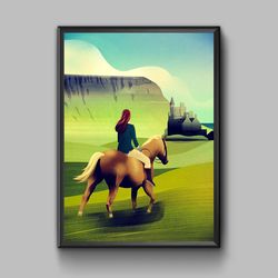 Riding a horse vintage travel poster, digital download
