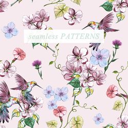 Watercolor Illustration set Of Calibri and flowers, Floral Clipart PNG and patterns