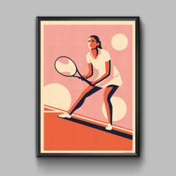 Tennis player vintage sports poster, digital download