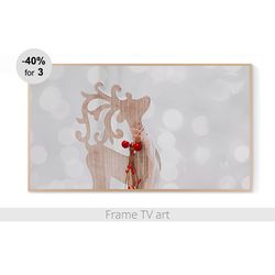 frame tv art digital download 4k,  samsung frame tv art christmas deer, frame tv art winter, frame tv art holiday | 186