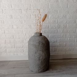 XL Large vase / Grey Vase / Interior vase / Handmade Vase / Papier mache vase