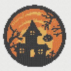 Cross Stitch Pumpkin House 5x7 Embroidery Design