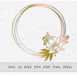 wreath with magnolia flowers, cut file, svg, dxf, png