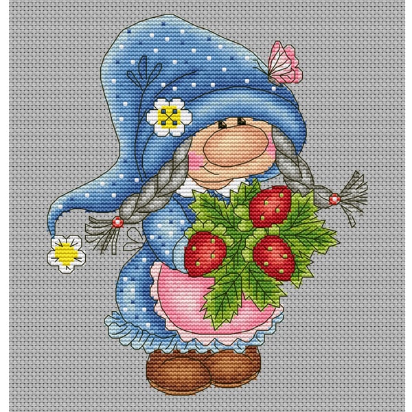 Gnome Girl Cross Stitch Pattern PDF Strawberry Gnome Summe Inspire gnome-girl-cross-stitch-pattern-pdf-strawberry-gnome-summe-inspire