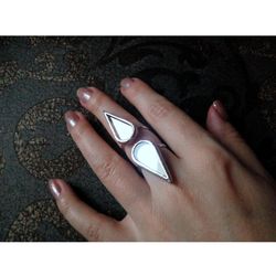 Mirror teardrop ring, Halloween ring, witchy aesthetic, protection ring, tin soldered glass ring, stained glass ring