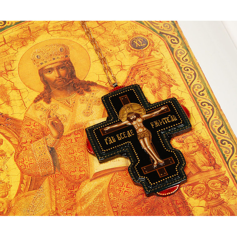 Hand painted crucifix pendant