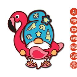 layered gnome mandala with swimming ring svg,  gnome cutting template dxf files for cricut