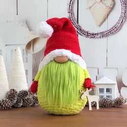 grinch gnome christmas decoration, christmas gnome, holiday decor, christmas gift for coworker