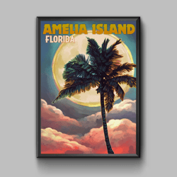 Amelia Island Florida vintage travel poster, digital download