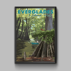 everglades national park river view vintage travel poster, digital download