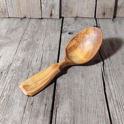 Handmade wooden eating spoon Hand carved birch wood spoon Camping spoon Hiking wooden spoon Soup spoon Diner wood spoon