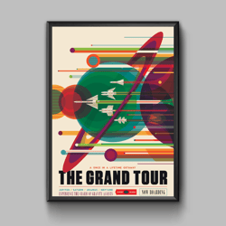 Flight of spaceships, space exploration, The grand tour space poster, digital download