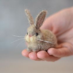 Felted rabbit. Rabbit miniature. Handmade rabbit. Rabbit toy. Rabbit ornament