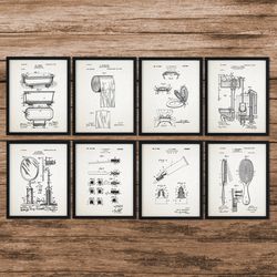SET of 8 Bathroom Patent Posters, Bathroom Posters, Bathroom Blueprints, Bathroom Art, Bathroom Wall Art, Bathroom Wall