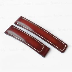 Mahogany brown watch strap for Breitling, handmade, genuine leather, 20,22,24mm