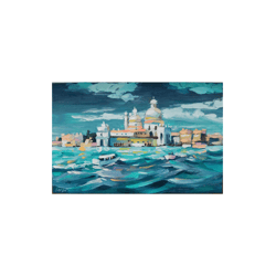 Santa Maria della Salute in Venice, Italia Original Oil Landscape Art On Cardboard