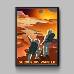 Surveyors wanted, space exploration poster, digital download