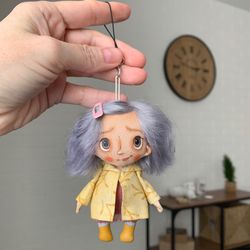 Coraline doll Keychain Miniature cloth dolls Handmade art doll Personalized Wybie doll