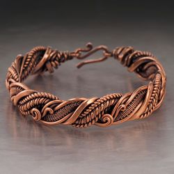 Unique handmade copper wire wrapped bracelet for woman Woven wire copper jewelry / Wire wrap art copper jewelry Handmade