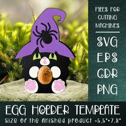 Cat in Witch Hat | Halloween Egg Holder Template