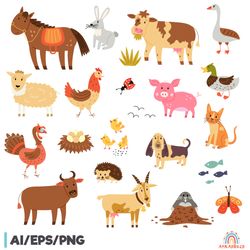cute baby farm animal clipart