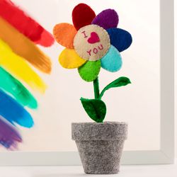 Cute rainbow felt  flower, artificial flowers for nursery decor, fake flowers, summer decor