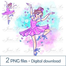 Little Ballerina 2 PNG files Girl ballerina Clipart Little dancer Sublimation Girl dancer design Digital Download
