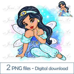Baby Fairy Arabian 2 PNG files Little Arabian Princess Clipart Sublimation fairy wings design Magic Digital Download