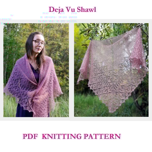 Lace Triangular Shawl Easy Knitting Pattern for Beginners | Inspire Uplift
