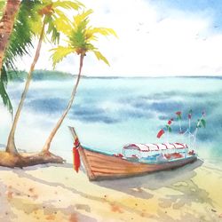 Hawaii Painting Beach Original Art Small Watercolor 9" by 7" by ArtMadeIra