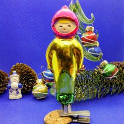 Vintage Christmas Toy Soviet Astronaut. Christmas glass Toy USSR