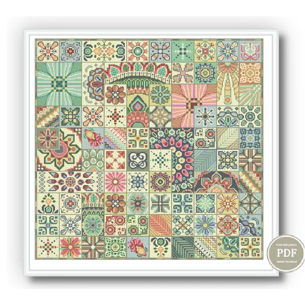 squares tiles in oriental style cross stitch pattern 86.png