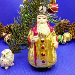 Antique Glass Toy Santa Claus Man Magician. Vintage Christmas Toy