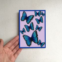 Printable Cards Instant Download Digital Blue Butterfly Postcard JPG Printable Greeting Cards