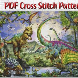 Dinosaur Cross Stitch Pattern / Jurassic Park Cross Stitch Pattern / Reptile Cross Stitch Pattern / Instant Download PDF