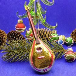 Christmas tree toy Musical Instrument Dombra. Rare glass Toy lute