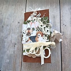 Dog junk journal handmade Fall junk book for sale Nature forest journal Botanical thick complete notebook botany