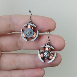 Cyberpunk earrings copper wire wrapped Cybergoth girlfriend gift Sci-fi earrings dangle