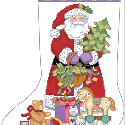 Digital - Vintage Cross Stitch Pattern - Christmas Stocking - PDF