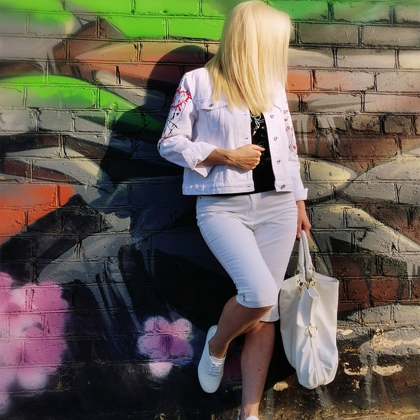 fabric painted clothes, white women cotton jacket, Custom de - Inspire ...